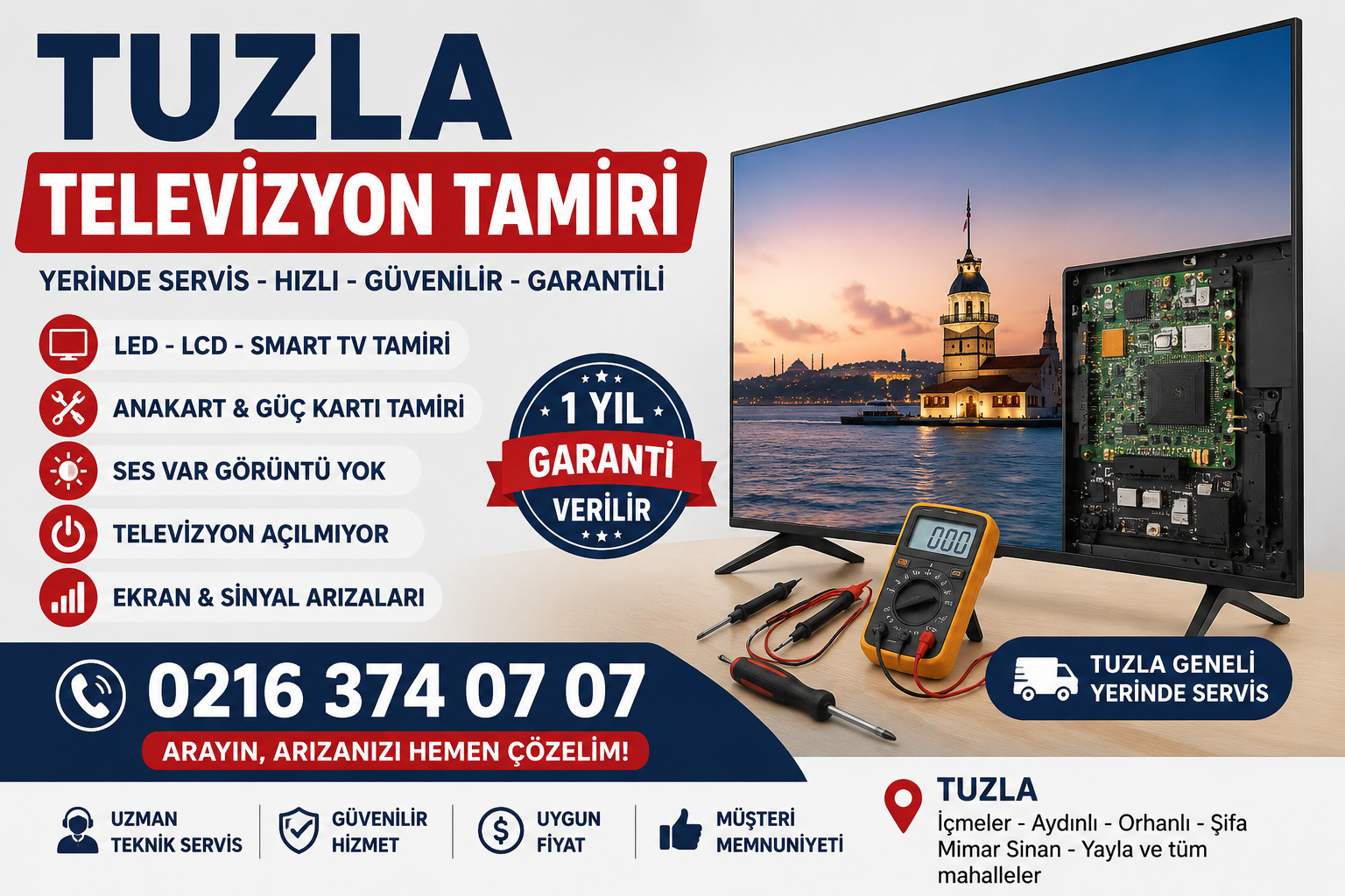 Tuzla Televizyon Tamiri | Yerinde TV Servisi ve Arıza Onarımı